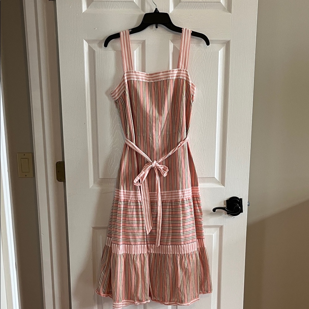 Talbots Peach and White Striped Sundress